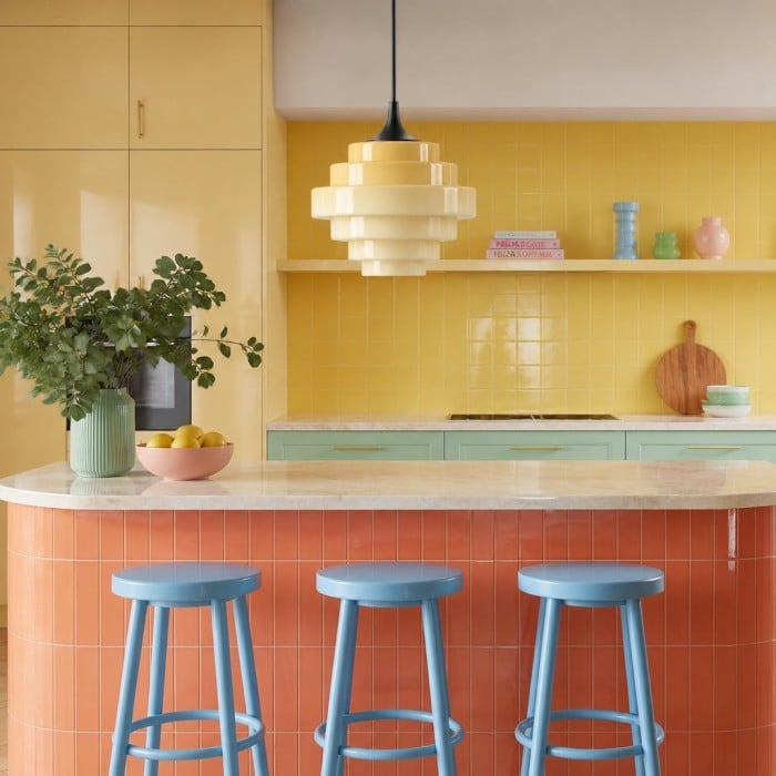 Sanenos Retro Geometric Glass Pendant Light - Gradient Glass Shade for Living or Dining Room HL3523