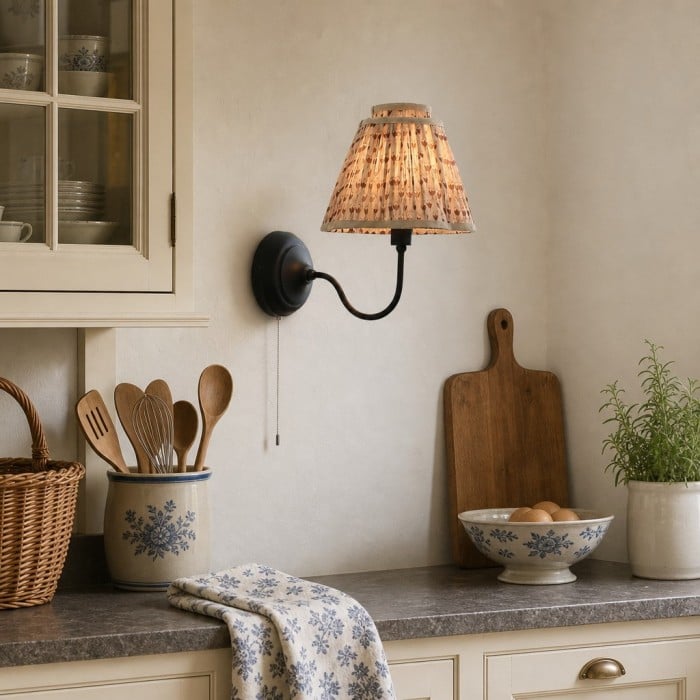 Solmire Contemporary Wall Light - Tailored Fabric Metal Wall Fixture for Bedroom and Hallway HL3545