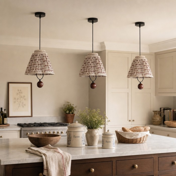 Solmire Decorative Floral Fabric Pendant Light - Metal Accent Hanging Lamp for Living Room and Dining Room HL3561