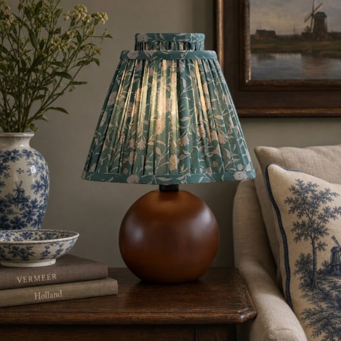 Solmire Vintage Ditsy Floral Table Lamp - Pleated Decorative Bedside Lamp for Bedroom or Reading Space HL3560