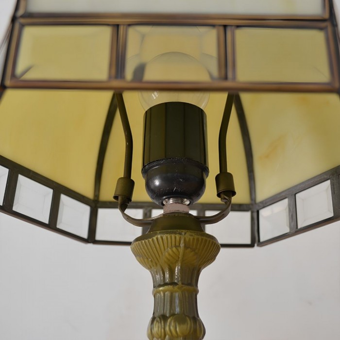 TF Tivanny Art Deco Stained Glass Table Lamp - Vintage Style for Bedroom or Living Room HL3566
