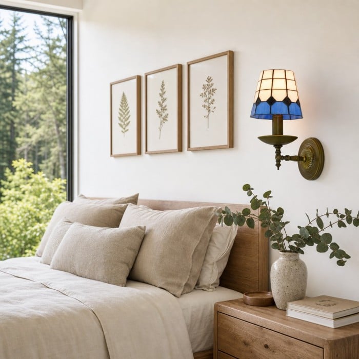 TF Tivanny Vintage Retro Stained Glass Wall Lamp for Bedrooms and Entryways HL3556