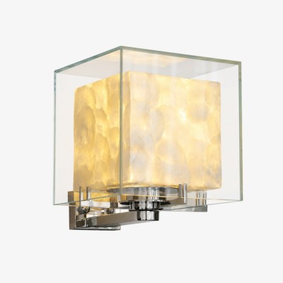 Beamira Mica Square Wall Lamp - Glass Shade Shell Decorative Wall Light for Hallway HL3539