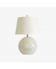 Beamira Mica and Shell Table Lamp - Modern Square Shade Accent Light for Bedroom HL3526