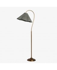 Veslin French Style Floral Arc Floor Lamp - Pleated Fabric Floor Light for Bedroom HL3524