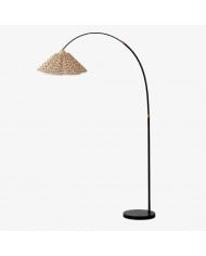 Veslin Elegant Floral Gooseneck Floor Lamp - Floral Linen Shade Lamp for Living Room HL3536