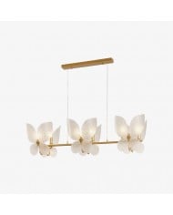 Solmire Rustic Chandelier - Wooden Mental Frame with Fabric Shades for Living Room HL3538