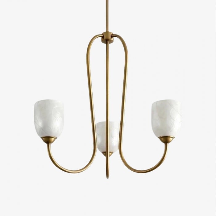 Nacrelith French Vintage Shell Chandelier - 3 Color Dimmable for Dining Room and Bedroom HL3535