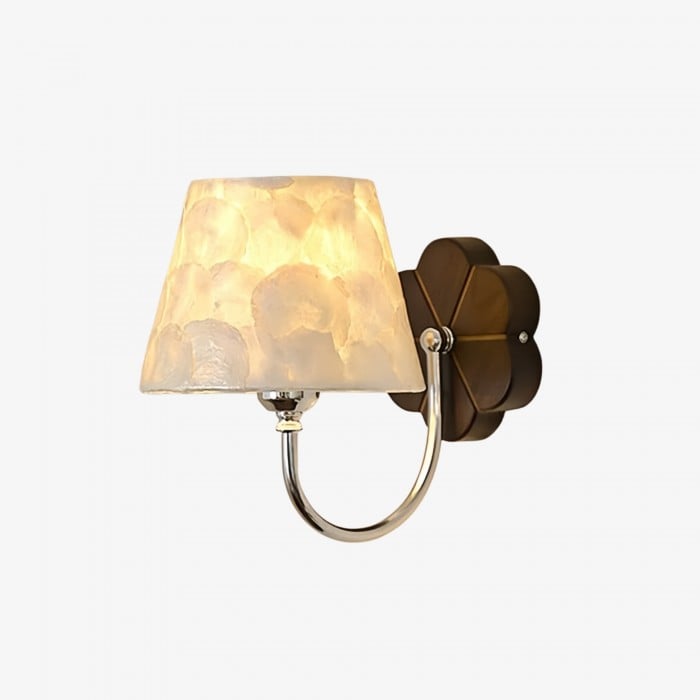 Nacrelith Vintage wandlamp met schelpstructuur - ontwerp met gebogen arm voor de slaapkamer HL3543