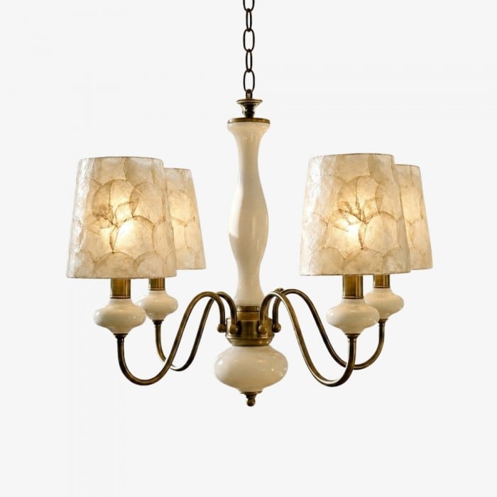 Shellure Retro Shell Texture Chandelier - Sculptural Coastal Home Lighting Fixture HL3533
