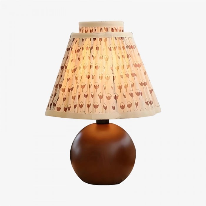 Solmire Vintage Ditsy Floral Table Lamp - Pleated Decorative Bedside Lamp for Bedroom or Reading Space HL3560