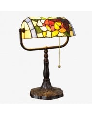 TF Tivanny Art Deco Stained Glass Table Lamp - Vintage Style for Bedroom or Living Room HL3566