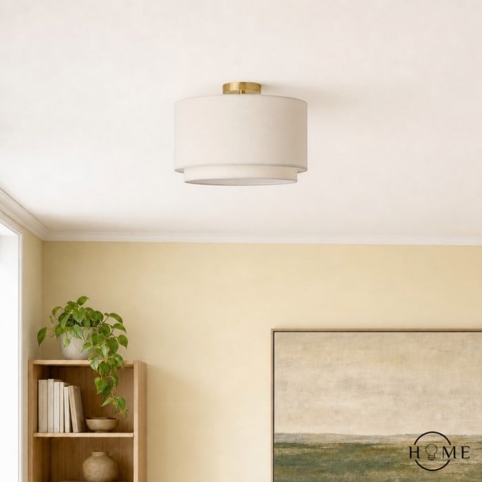 Dumora Fabric Drum Shade Ceiling Lamps - Double Layer Farmhouse Design HL1530
