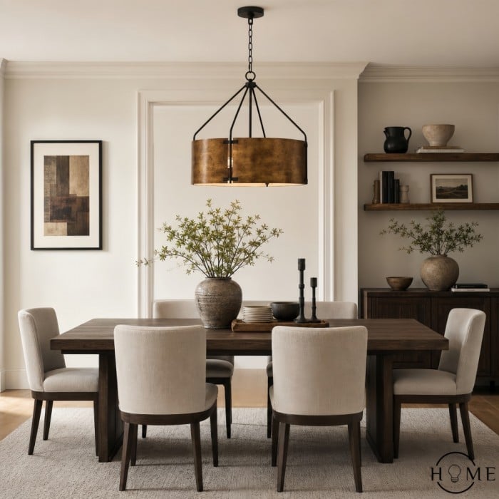 Lampa Wisząca w Stylu Vintage z Mosiężnego Bębna – Metal i Ciepły Blask HL1016