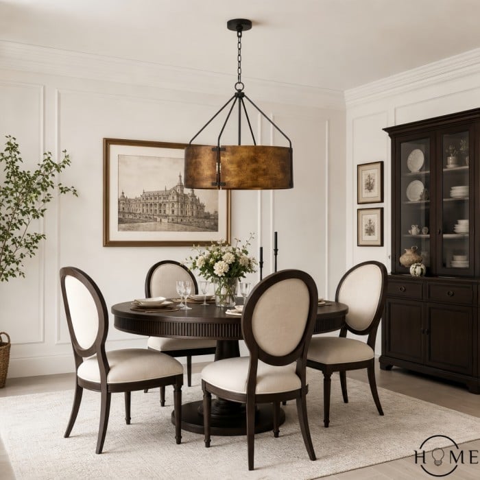 Lampa Wisząca w Stylu Vintage z Mosiężnego Bębna – Metal i Ciepły Blask HL1016