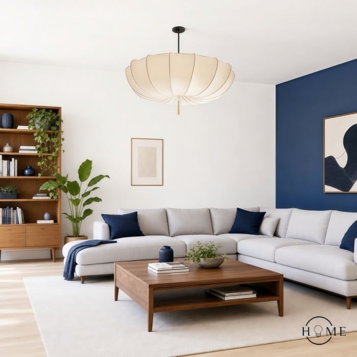 Traditionele Japanse ronde kroonluchter met ijzeren frame en stoffen kap, 3/5 lichts, voor de woonkamer HL1408
