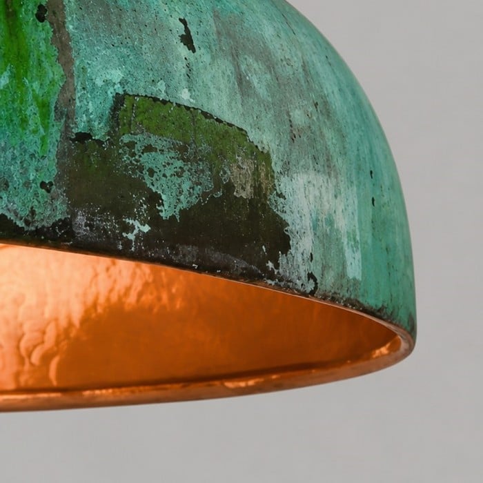 Aerugix Vintage Pendelleuchte mit gehämmertem Kupferdom – Natürliche Metalloberfläche für Esszimmer HL3580