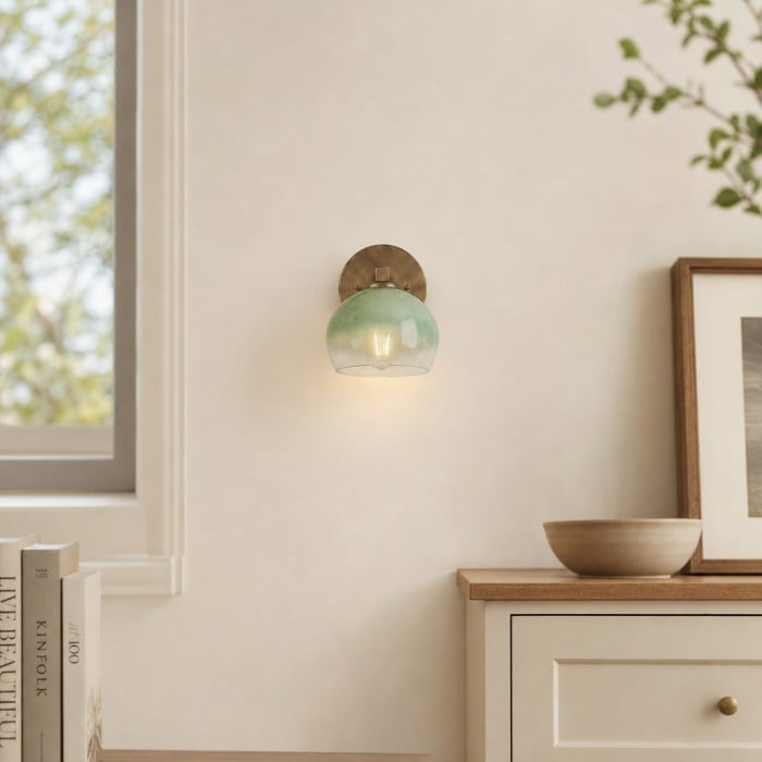 Aplique de pared Auruca Globe con forma de campanilla - Aplique minimalista de metal y cristal para sala de estar HL3574