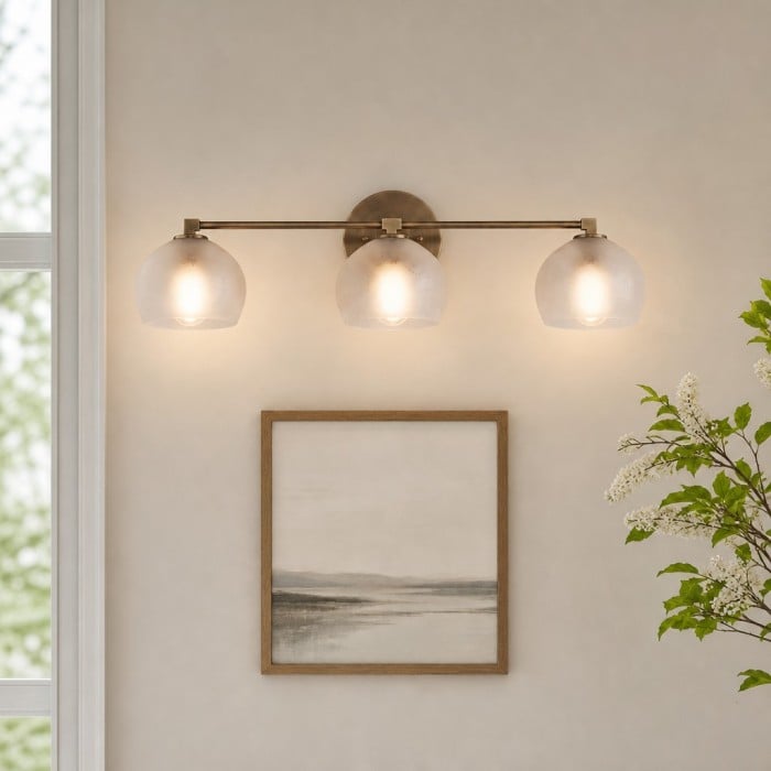 Aplique de pared Auruca Globe con forma de campanilla - Aplique minimalista de metal y cristal para sala de estar HL3574
