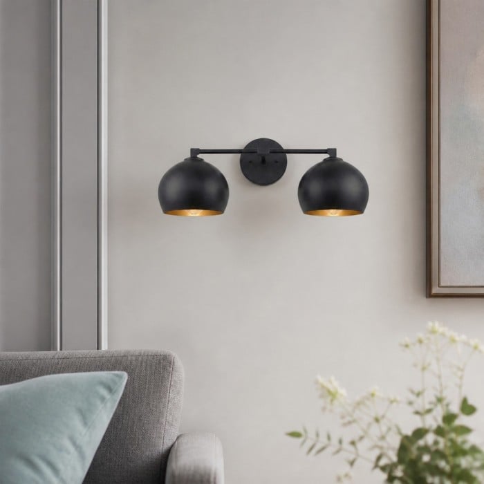 Aplique de pared Auruca Globe con forma de campanilla - Aplique minimalista de metal y cristal para sala de estar HL3574