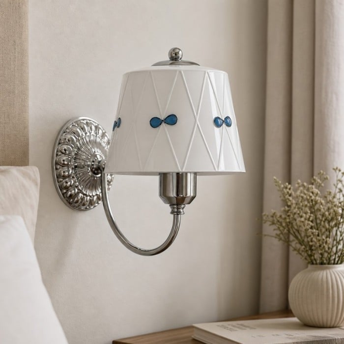 Lámpara de pared de cristal con diseño de nudo de lazo Billa - Diseño artístico vintage para dormitorio o pasillo HL3598
