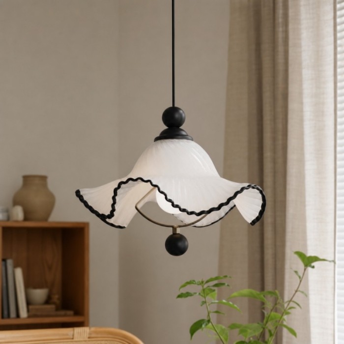 Cazelle Fransk Vintage Wave Pendellampa - Mjukt Stämningsfull Pendellampa för Inomhusbruk HL3591