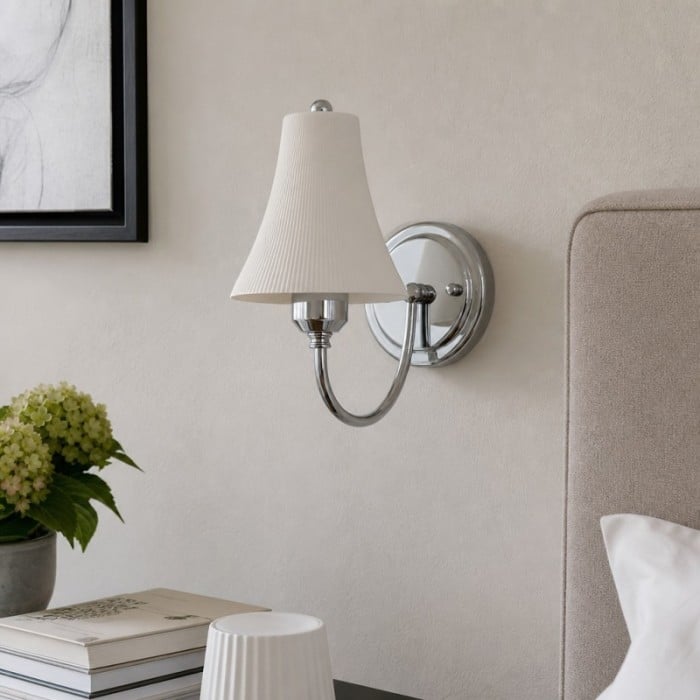 Cumoris Plissierte Keramik-Wandleuchte – Französische minimalistische Leuchte für Flur oder Schlafzimmer HL3594