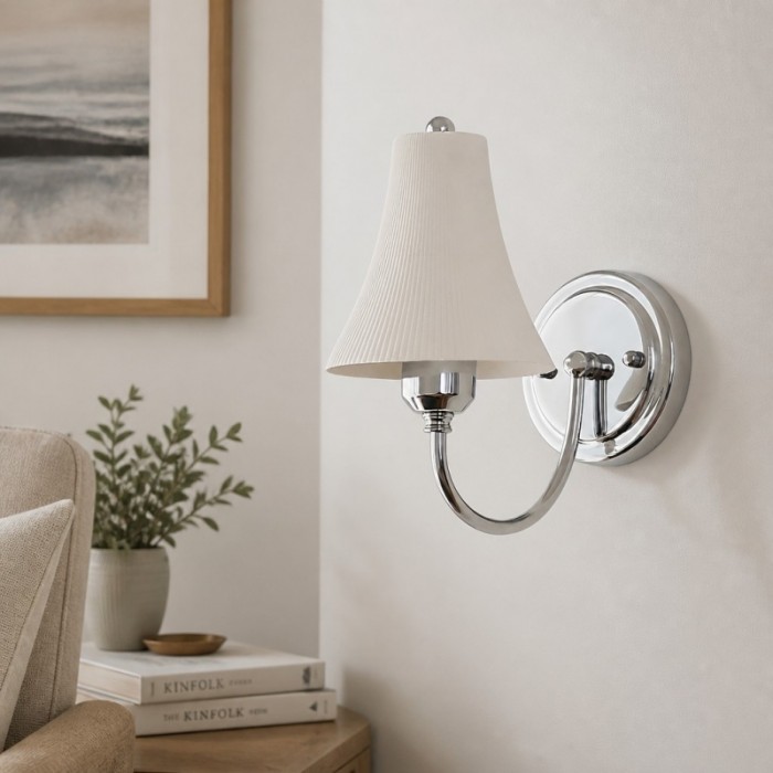 Lámpara de pared de cerámica plisada Cumoris - Luminaria minimalista francesa para pasillo o dormitorio HL3594