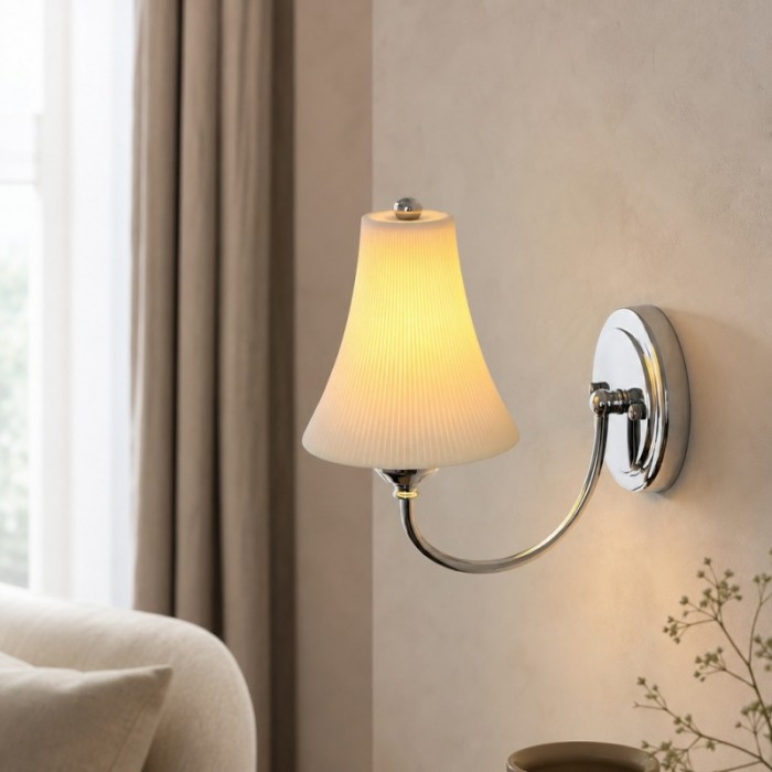 Lámpara de pared de cerámica plisada Cumoris - Luminaria minimalista francesa para pasillo o dormitorio HL3594