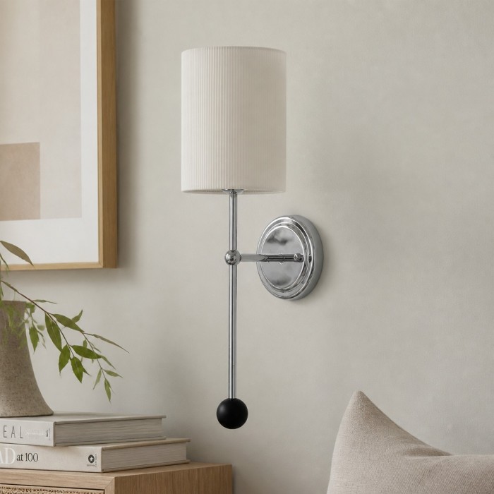 Lámpara de pared plisada Cumoris - Lámpara de acento de inspiración francesa para mesita de noche y sala de estar HL3589