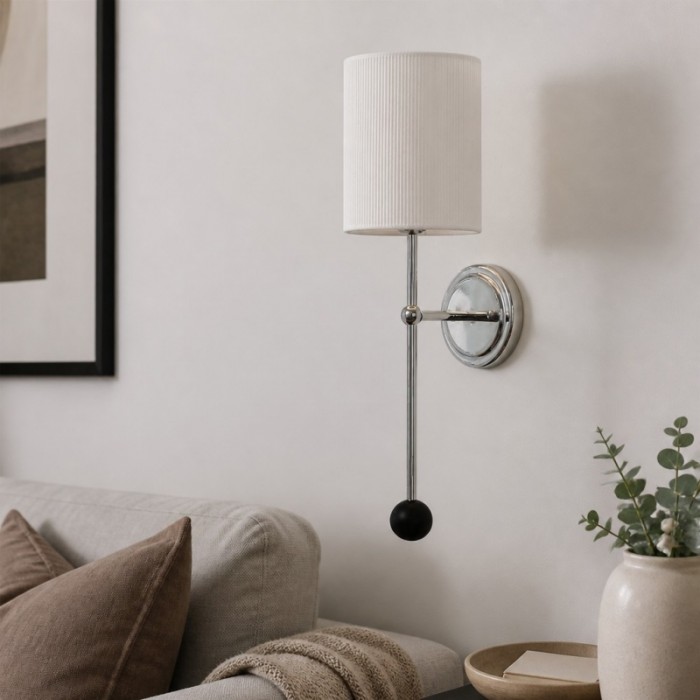 Lámpara de pared plisada Cumoris - Lámpara de acento de inspiración francesa para mesita de noche y sala de estar HL3589