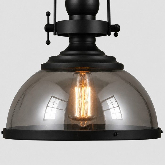 Ivoran Industrial Metall-Pendelleuchte aus Rauchglas - Geeignet für Kücheninseln HL3575