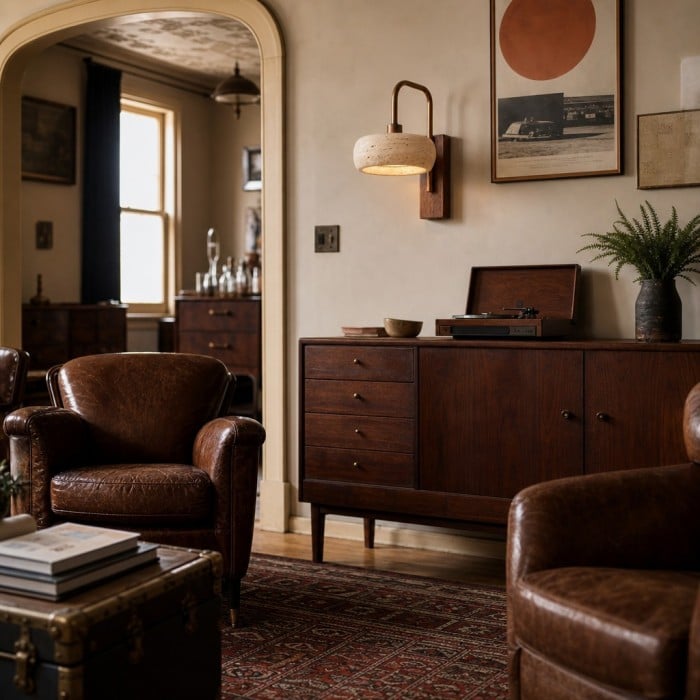Travira Wabi Sabi Travertin-Wandleuchte - Vintage für Schlaf- oder Wohnzimmer HL3576