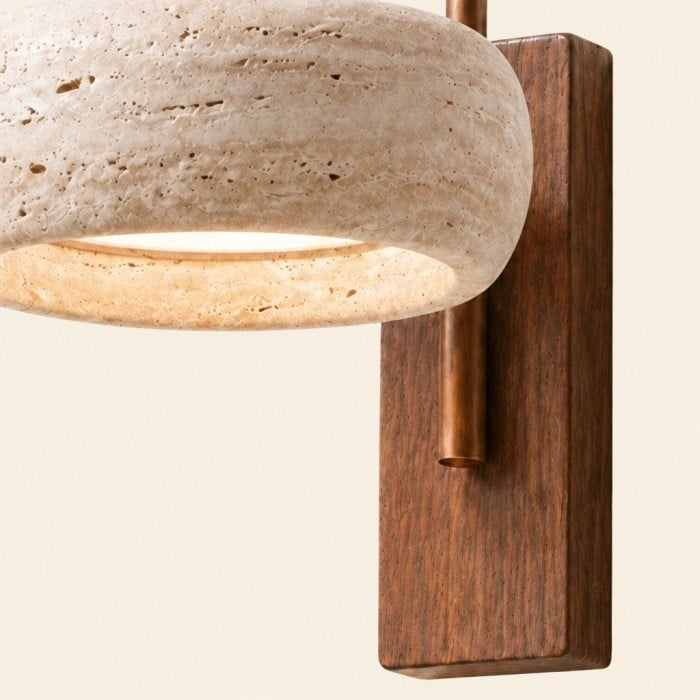 Travira Wabi Sabi Travertin-Wandleuchte - Vintage für Schlaf- oder Wohnzimmer HL3576