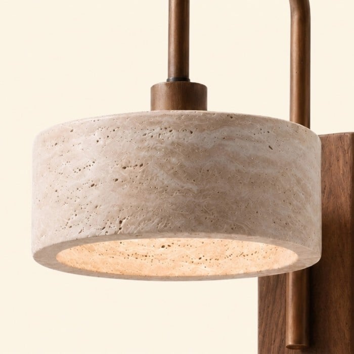 Travira Wabi Sabi Travertin-Wandleuchte - Vintage für Schlaf- oder Wohnzimmer HL3576