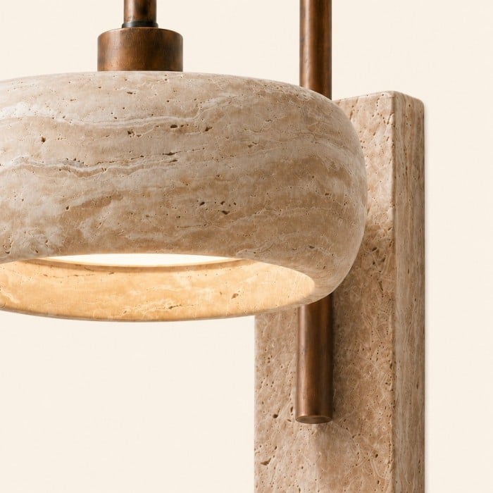 Travira Wabi Sabi Travertin-Wandleuchte - Vintage für Schlaf- oder Wohnzimmer HL3576