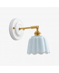 Cottaloy Vintage Wandleuchte mit gebogenem Arm aus Stoff für Wohn- oder Schlafzimmer HL3579