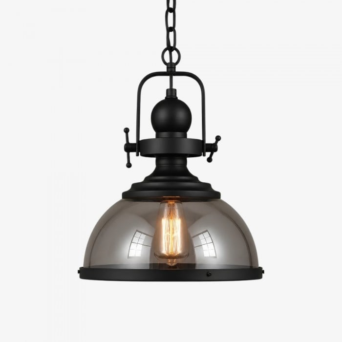 Ivoran Industrial Metall-Pendelleuchte aus Rauchglas - Geeignet für Kücheninseln HL3575