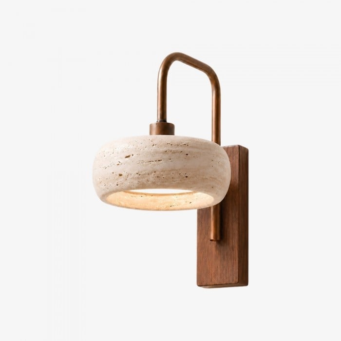Travira Wabi Sabi Travertin-Wandleuchte - Vintage für Schlaf- oder Wohnzimmer HL3576