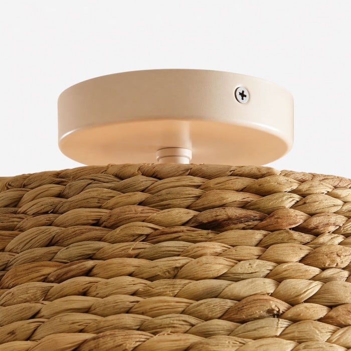Ruvest Farmhouse plafondlamp met vlakke montage - Gegolfd rotan voor warme interieurs HL2274