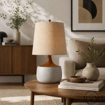 Lámpara de mesa contemporánea Avero - Diseño de cemento texturizado para sala de estar HL2290