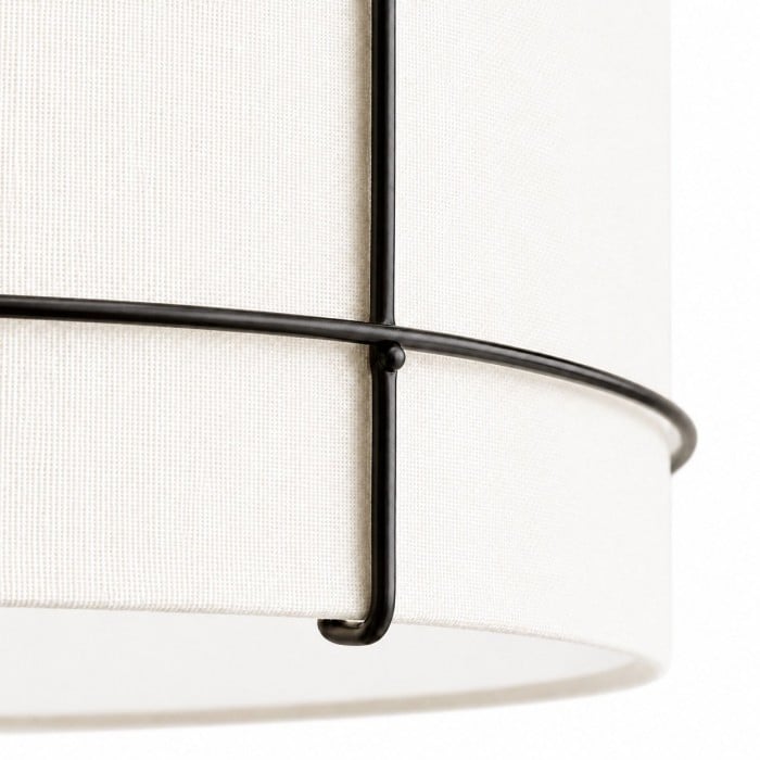 Lampada a sospensione in lino Horelia - Lampada a sospensione a forma di tamburo nordico HL1491