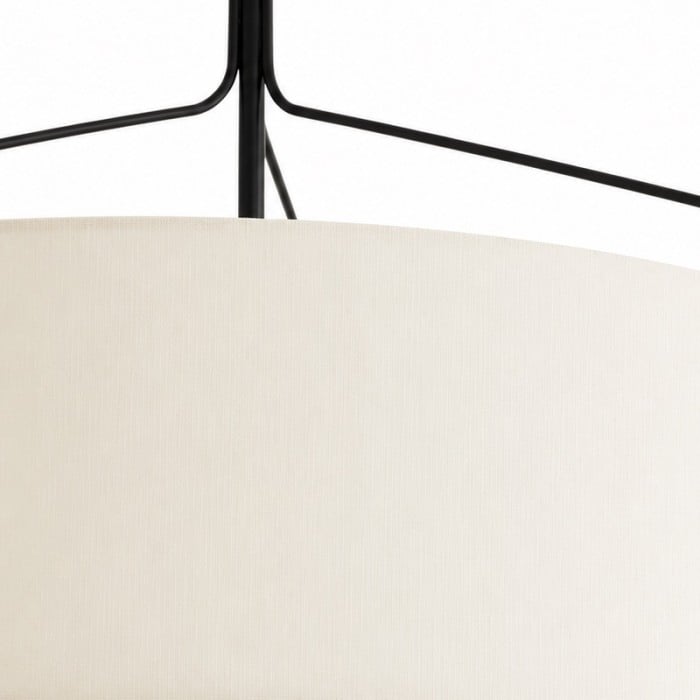 Lampada a sospensione in lino Horelia - Lampada a sospensione a forma di tamburo nordico HL1491
