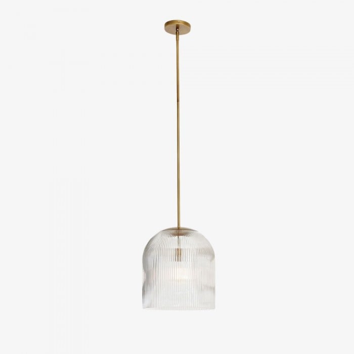 Bravira Ribbed Glass Pendant Light - Elegant Kitchen Island Lamp HL1551