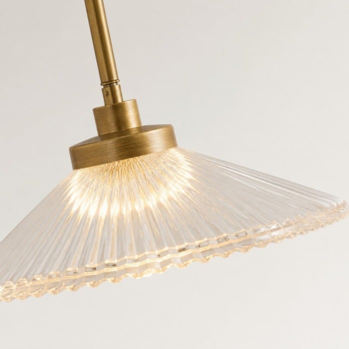 Bravira Ribbed Glass Pendant Light - Elegant Kitchen Island Lamp HL1551