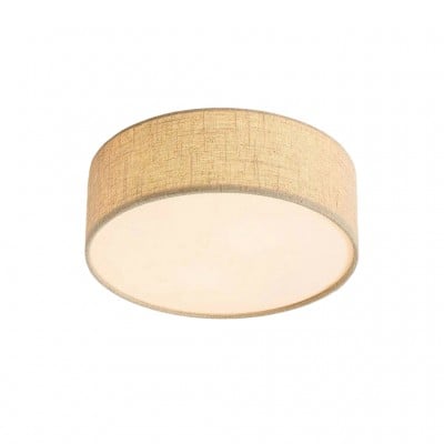 Dumora Linen Drum Plafondlamp - Inbouwarmatuur van ijzer met stoffen kap HL1571