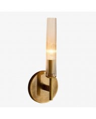 Applique Bravira en verre strié - Applique murale en métal avec abat-jour en verre transparent HL1552