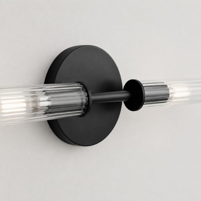 Bravira vägglampa i ribbad glas - Rörformad metalllampa i klassiska ytor HL1554