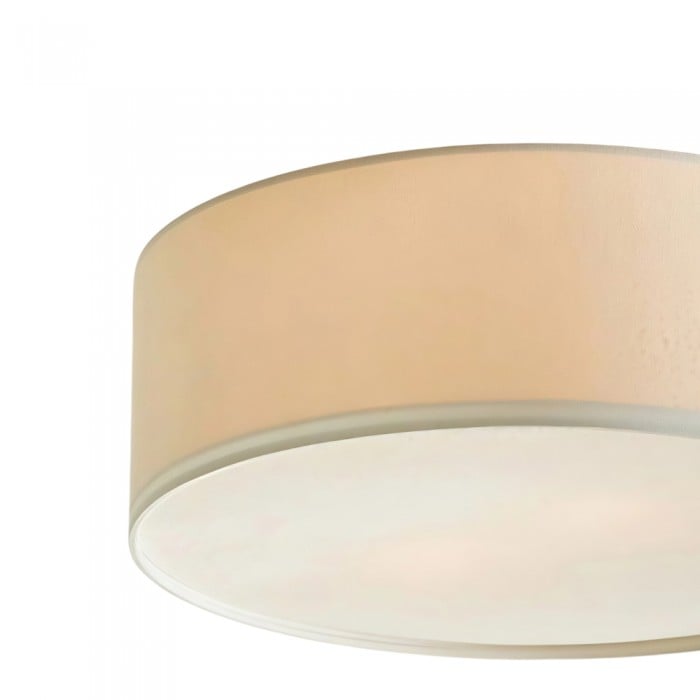 Lámpara de techo Dumora Linen Drum - Lámpara empotrada de hierro con pantalla de tela HL1571