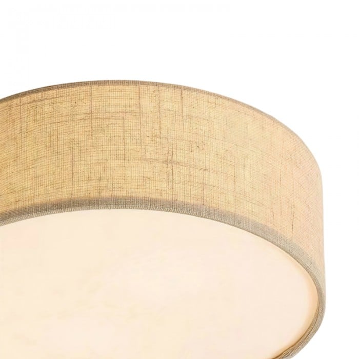 Lámpara de techo Dumora Linen Drum - Lámpara empotrada de hierro con pantalla de tela HL1571